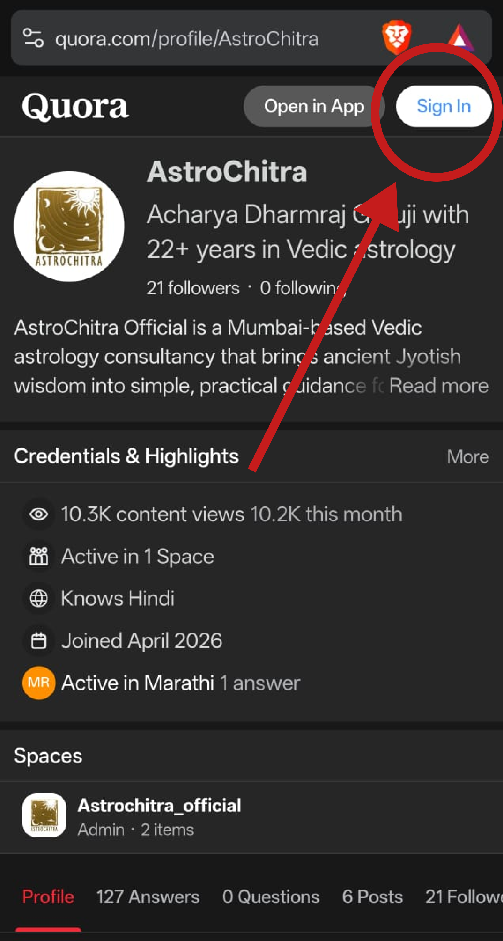 Tap Login on Quora