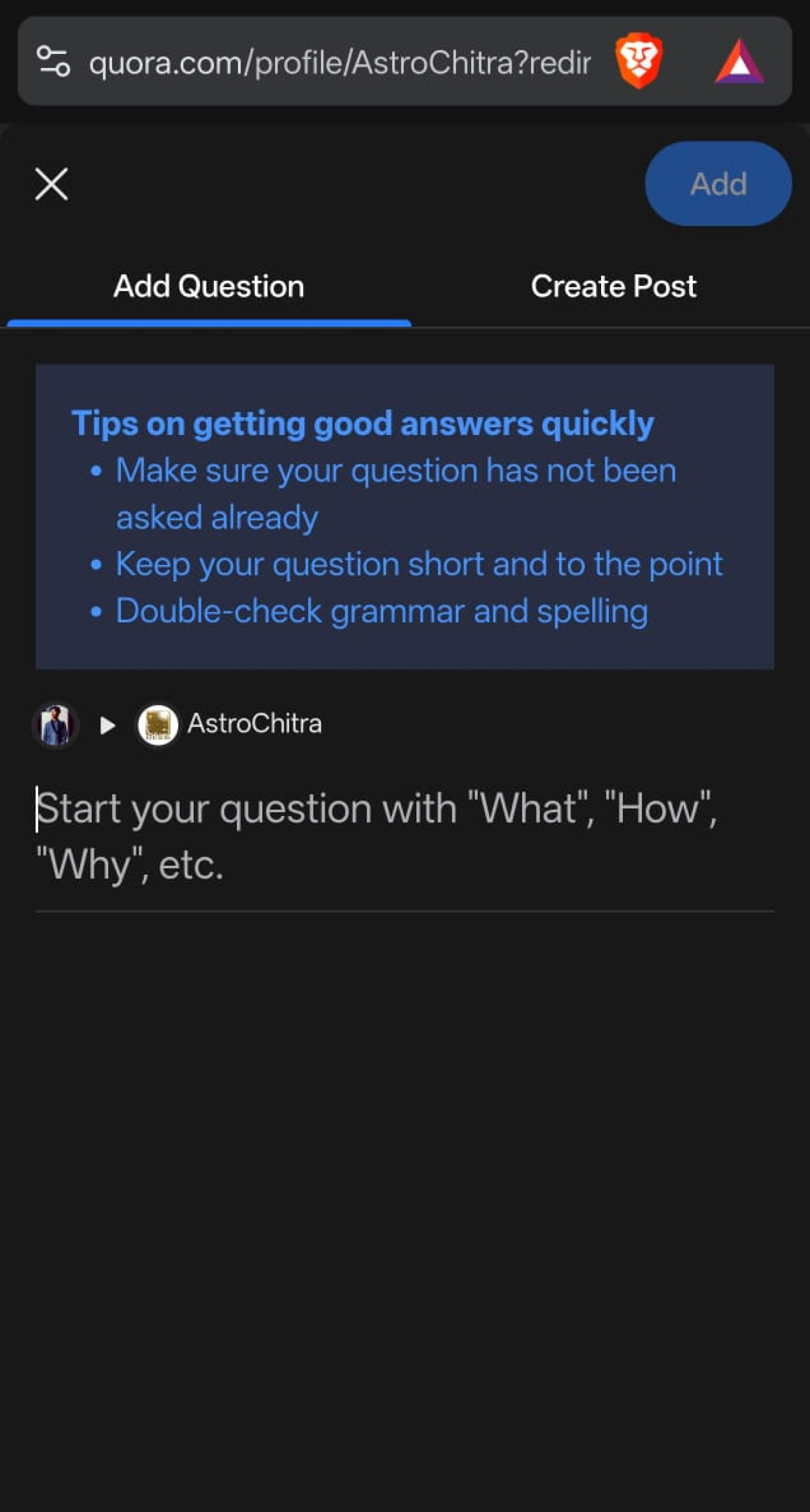 Type your question and submit